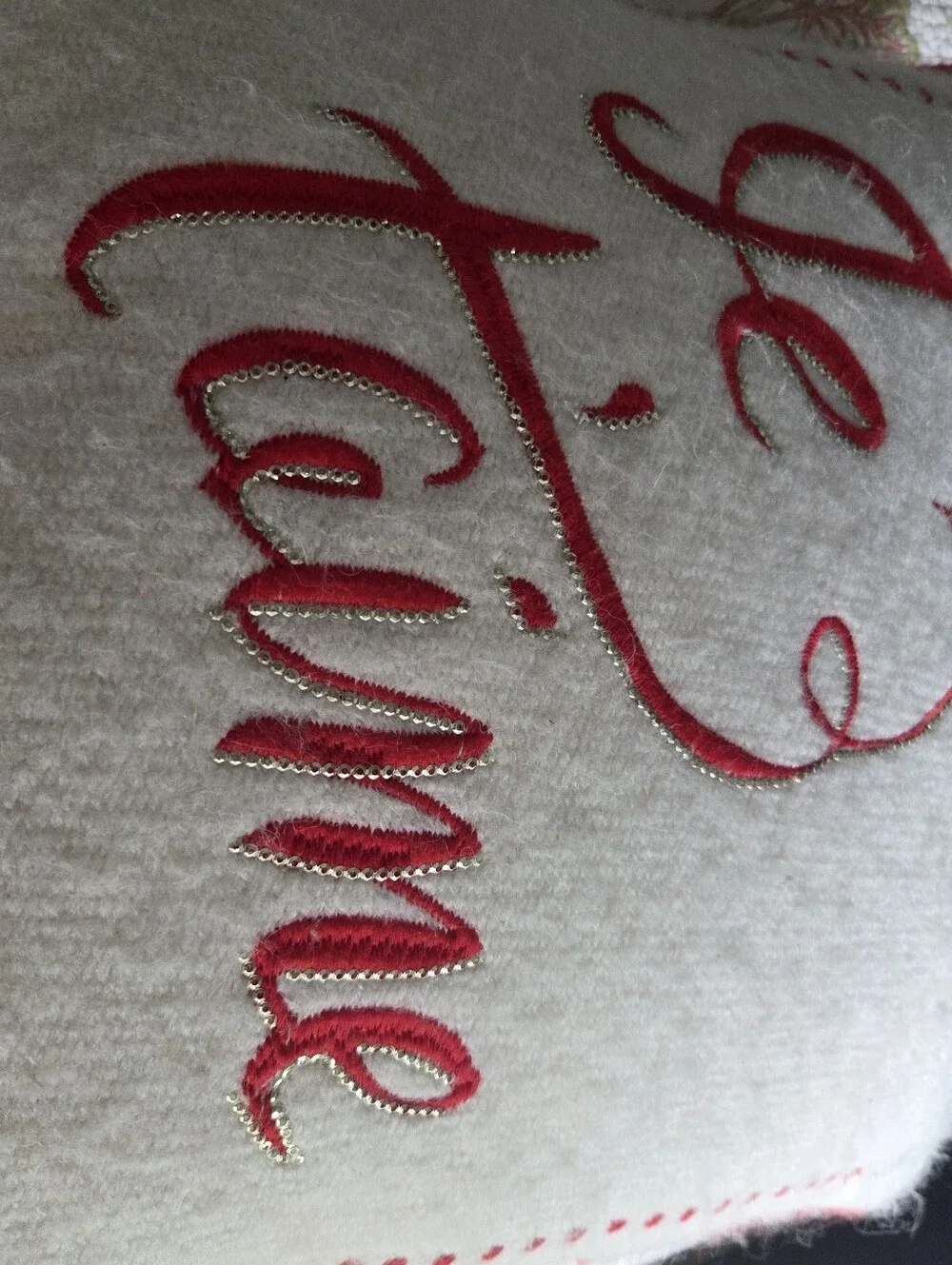 Je T'aime Embroidered Accent Pillow - White and Red Anthropologie